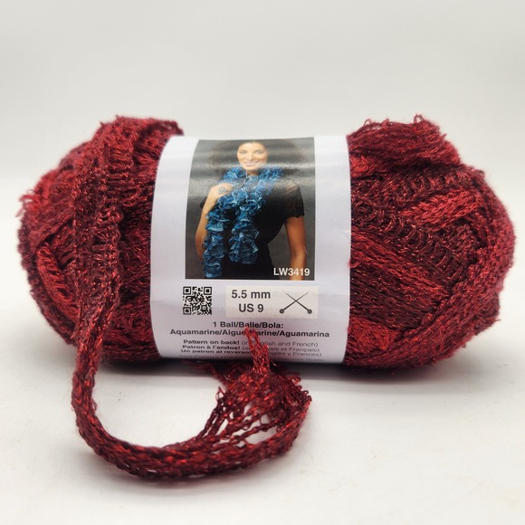 Red Heart Other - Red Heart Boutique Sashay Metallic Yarn Rubies Red 9943 Super Bulky  30yds R